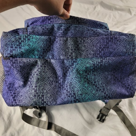 L.L. Bean Deluxe Book Pack Backpack Purple Blue Teal Geometric School 505445 - Picture 4 of 9